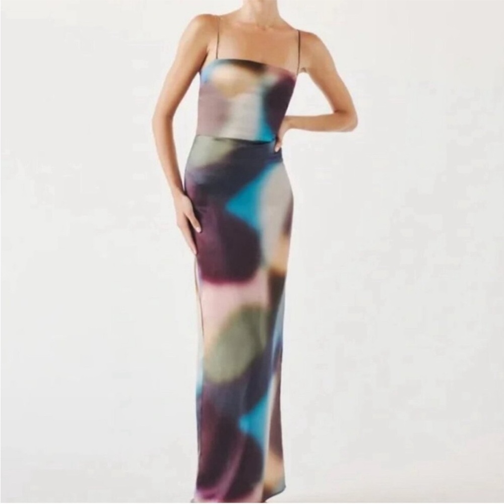 Reformation Multicolor Abstract Blur Frankie Maxi Dress